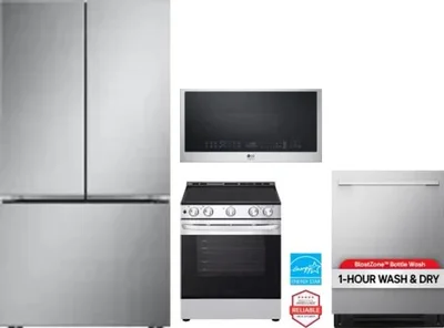 4 Piece Package Includes Refrigerator, Range, Microwave And Dishwasher