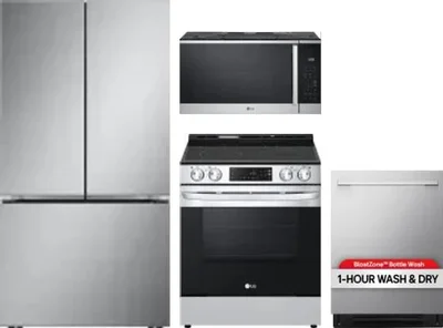 4 Piece Package Includes Refrigerator, Range, Microwave And Dishwasher