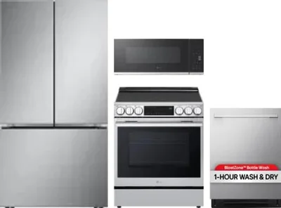 4 Piece Package Includes Refrigerator, Range, Microwave And Dishwasher