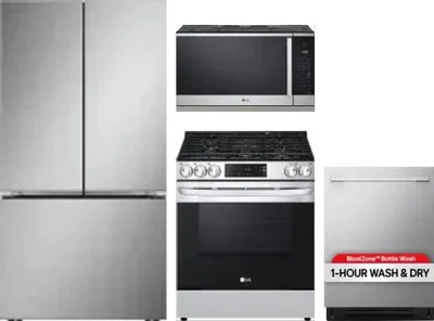 4 Piece Package Includes Refrigerator, Range, Microwave And Dishwasher