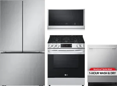 4 Piece Package Includes Refrigerator, Range, Microwave And Dishwasher