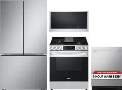 4 Piece Package Includes Refrigerator, Range, Microwave And Dishwasher