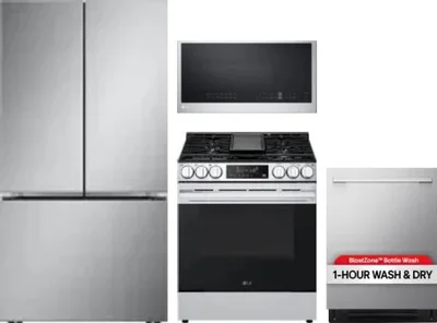 4 Piece Package Includes Refrigerator, Range, Microwave And Dishwasher