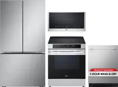 4 Piece Package Includes Refrigerator, Range, Microwave And Dishwasher