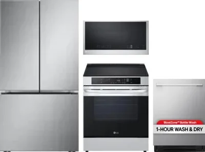 4 Piece Package Includes Refrigerator, Range, Microwave And Dishwasher