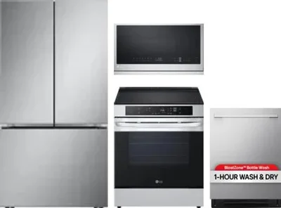 4 Piece Package Includes Refrigerator, Range, Microwave And Dishwasher