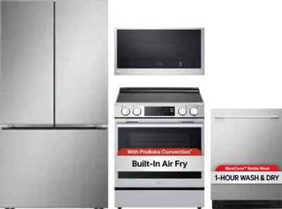 4 Piece Package Includes Refrigerator, Range, Microwave And Dishwasher