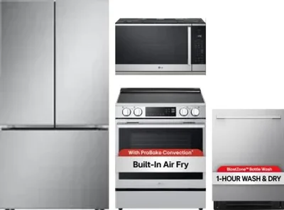 4 Piece Package Includes Refrigerator, Range, Microwave And Dishwasher