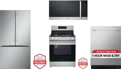 4 Piece Package Includes Refrigerator, Range, Microwave And Dishwasher