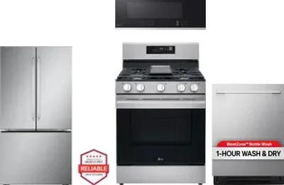 4 Piece Package Includes Refrigerator, Range, Microwave And Dishwasher
