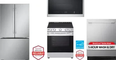 4 Piece Package Includes Refrigerator, Range, Microwave And Dishwasher