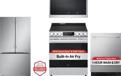 4 Piece Package Includes Refrigerator, Range, Microwave And Dishwasher