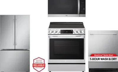 4 Piece Package Includes Refrigerator, Range, Microwave And Dishwasher