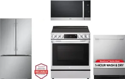 4 Piece Package Includes Refrigerator, Range, Microwave And Dishwasher