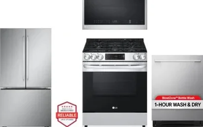 4 Piece Package Includes Refrigerator, Range, Microwave And Dishwasher