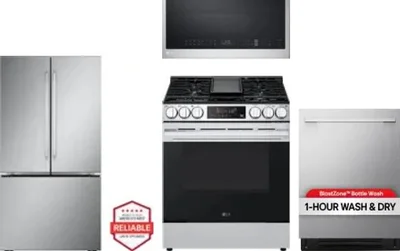 4 Piece Package Includes Refrigerator, Range, Microwave And Dishwasher