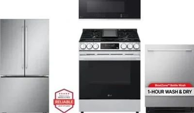 4 Piece Package Includes Refrigerator, Range, Microwave And Dishwasher