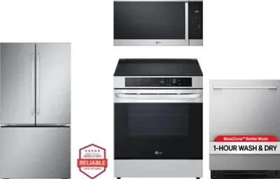 4 Piece Package Includes Refrigerator, Range, Microwave And Dishwasher