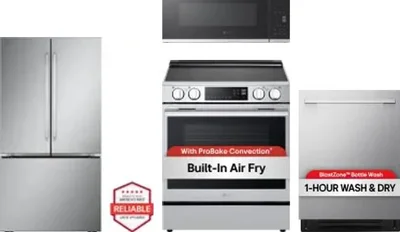 4 Piece Package Includes Refrigerator, Range, Microwave And Dishwasher