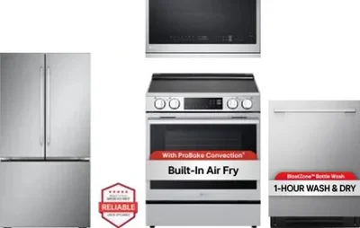 4 Piece Package Includes Refrigerator, Range, Microwave And Dishwasher