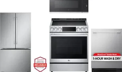 4 Piece Package Includes Refrigerator, Range, Microwave And Dishwasher