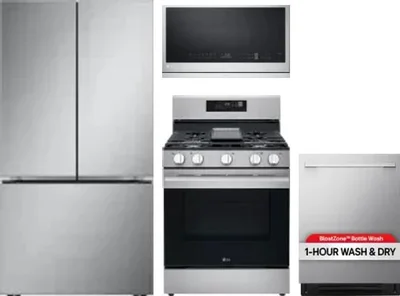 4 Piece Package Includes Refrigerator, Range, Microwave And Dishwasher