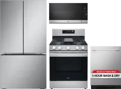 4 Piece Package Includes Refrigerator, Range, Microwave And Dishwasher