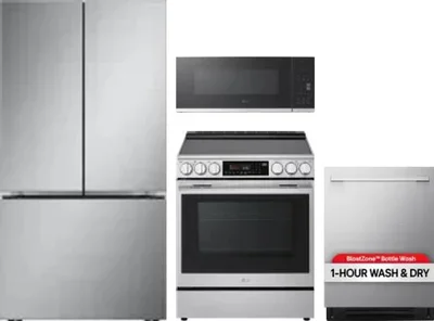 4 Piece Package Includes Refrigerator, Range, Microwave And Dishwasher