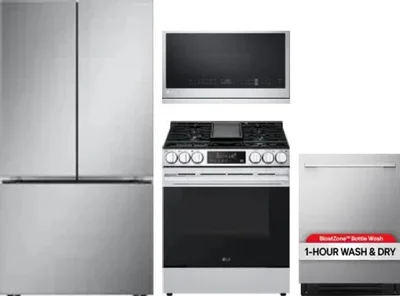 4 Piece Package Includes Refrigerator, Range, Microwave And Dishwasher