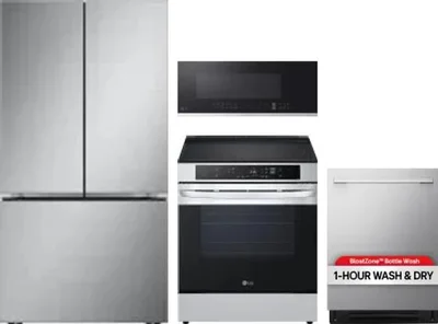 4 Piece Package Includes Refrigerator, Range, Microwave And Dishwasher