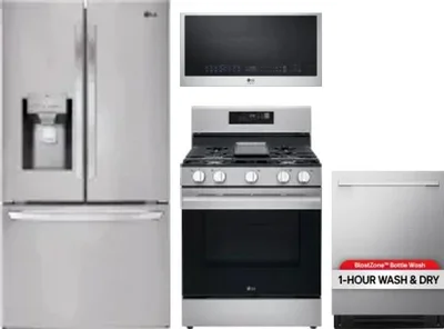 4 Piece Package Includes Refrigerator, Range, Microwave And Dishwasher