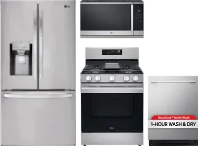 4 Piece Package Includes Refrigerator, Range, Microwave And Dishwasher