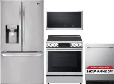 4 Piece Package Includes Refrigerator, Range, Microwave And Dishwasher