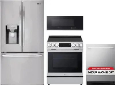 4 Piece Package Includes Refrigerator, Range, Microwave And Dishwasher
