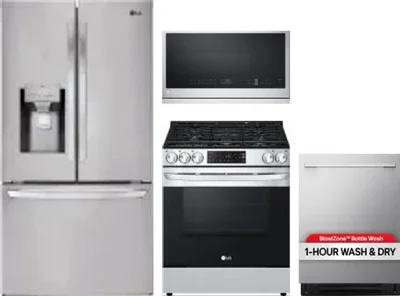 4 Piece Package Includes Refrigerator, Range, Microwave And Dishwasher