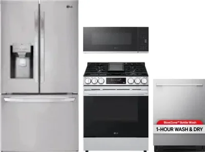 4 Piece Package Includes Refrigerator, Range, Microwave And Dishwasher
