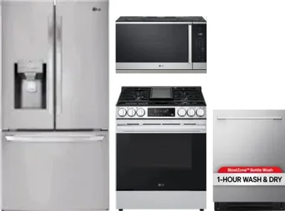 4 Piece Package Includes Refrigerator, Range, Microwave And Dishwasher
