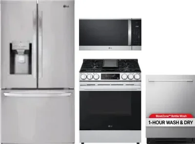 4 Piece Package Includes Refrigerator, Range, Microwave And Dishwasher