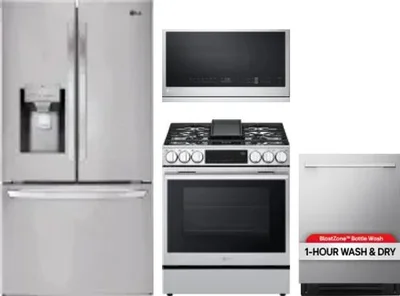 4 Piece Package Includes Refrigerator, Range, Microwave And Dishwasher