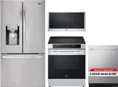 4 Piece Package Includes Refrigerator, Range, Microwave And Dishwasher