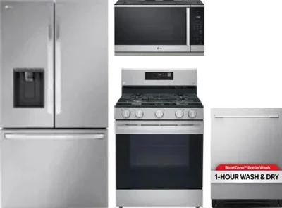4 Piece Package Includes Refrigerator, Range, Microwave And Dishwasher
