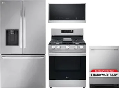 4 Piece Package Includes Refrigerator, Range, Microwave And Dishwasher