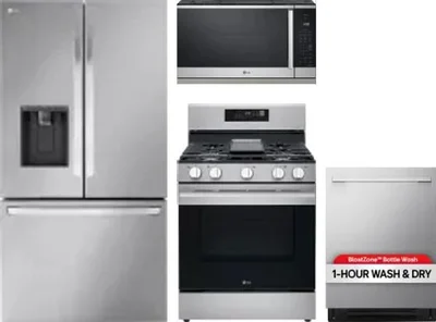 4 Piece Package Includes Refrigerator, Range, Microwave And Dishwasher