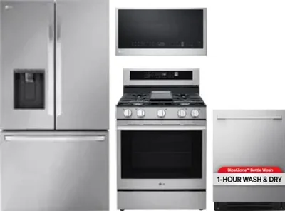 4 Piece Package Includes Refrigerator, Range, Microwave And Dishwasher