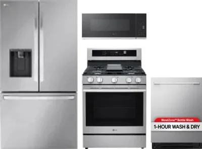 4 Piece Package Includes Refrigerator, Range, Microwave And Dishwasher