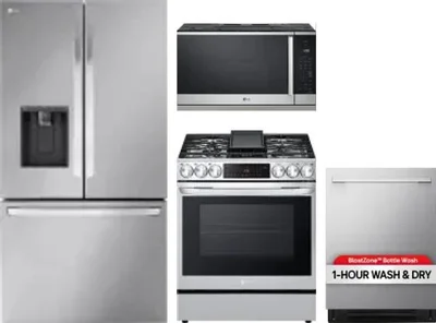4 Piece Package Includes Refrigerator, Range, Microwave And Dishwasher