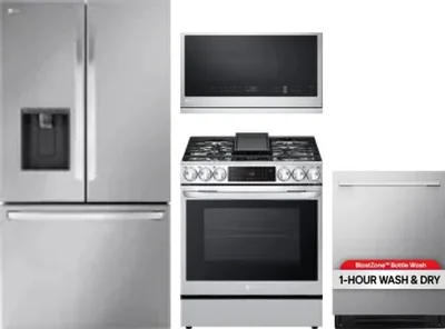 4 Piece Package Includes Refrigerator, Range, Microwave And Dishwasher