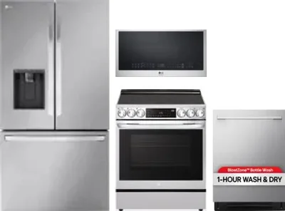 4 Piece Package Includes Refrigerator, Range, Microwave And Dishwasher