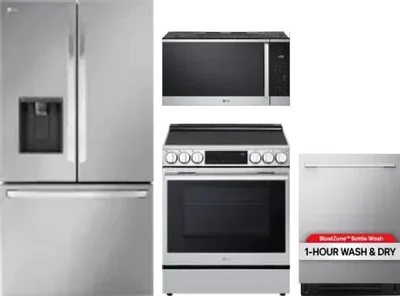 4 Piece Package Includes Refrigerator, Range, Microwave And Dishwasher