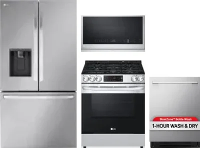 4 Piece Package Includes Refrigerator, Range, Microwave And Dishwasher